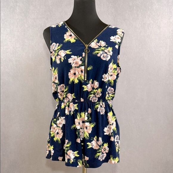 NWOT J for Justify Navy Blue Floral Romper - Picture 1 of 6